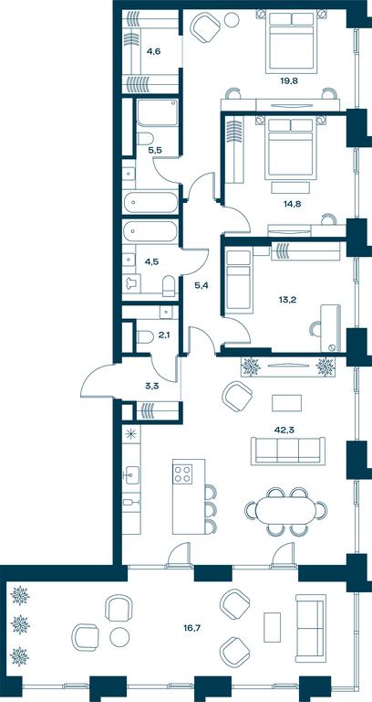 3-BD Apartment Sale, 137.2 sq. m. at Soul, Chasovaya Street, 28, Moscow, Russia #1