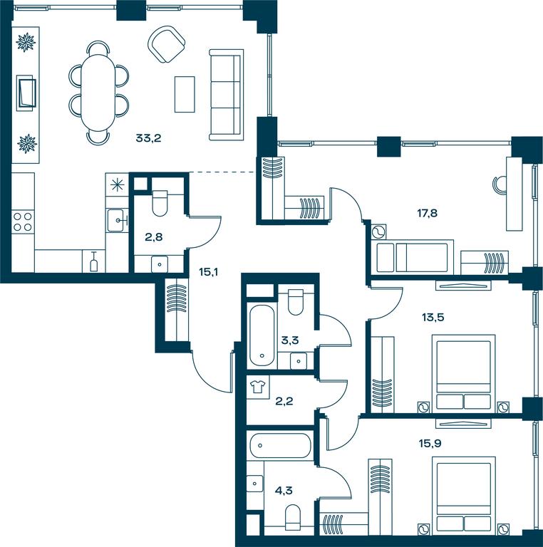 3-BD Apartment Sale, 114.1平方米 at Soul, Chasovaya Street, 28, Moscow, Russia #2 3-BD Apartment Sale, 114.1平方米 at Soul, Chasovaya Street, 28, Moscow, Russia #2