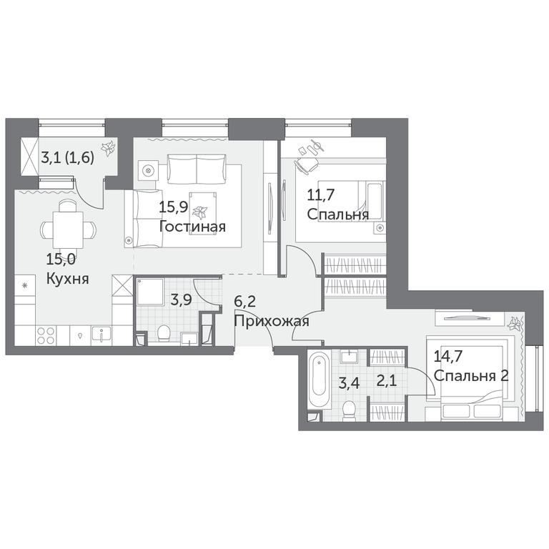 Продажа 3-комн. квартиры, 74,5 м² в ЖК «Режиссер», улица Вильгельма Пика, 3, Москва, Россия #1 Продажа 3-комн. квартиры, 74,5 м² в ЖК «Режиссер», улица Вильгельма Пика, 3, Москва, Россия #1