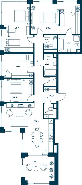 4-BD Apartment Sale, 159.4 sq. m. at Soul, Chasovaya Street, 28, Moscow, Russia #2