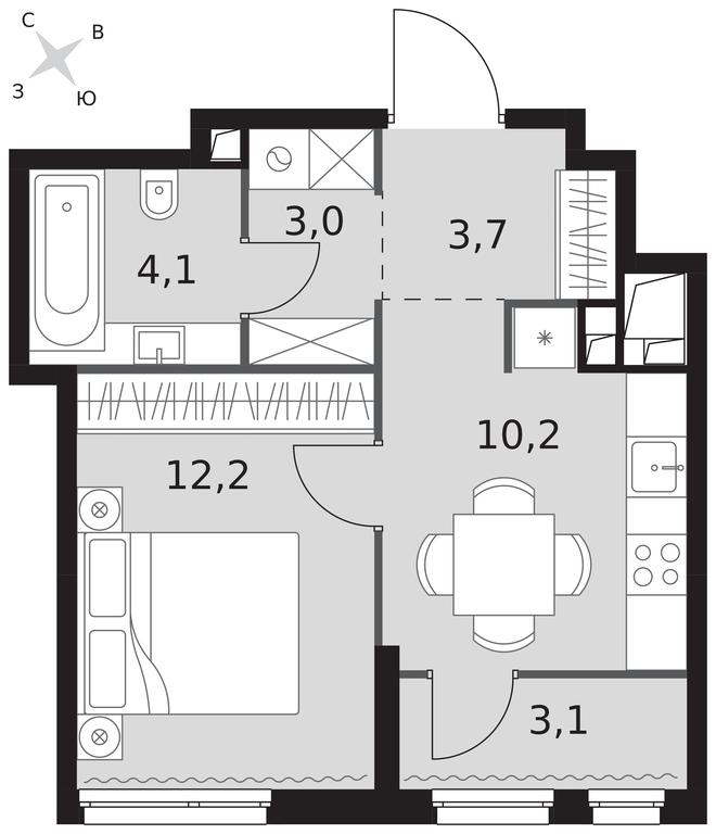1-BD Apartment Sale, 36.3平方米 at Sydney City, Shenogina Street, 2, Moscow, Russia #1