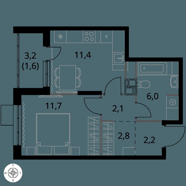 1-BD Apartment Sale, 37.8 sq. m. at 1-y Salarevskiy, Kiyevskoye Highway, Moskovskiy Settlement, Moscow, Russia #1