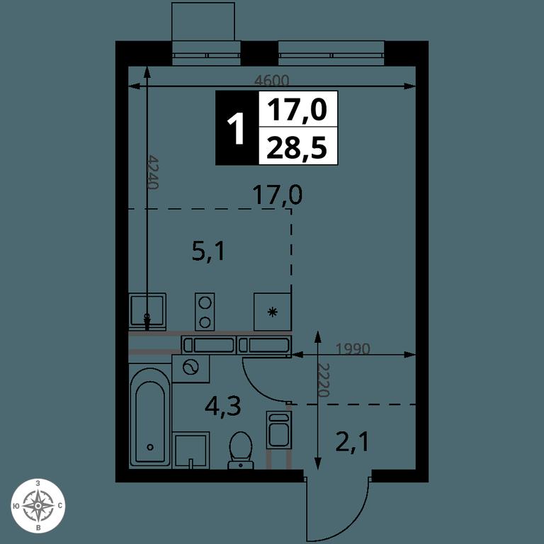 Apartment Sale, 28.5 sq. m. at 1-y Salarevskiy, Kiyevskoye Highway, Moskovskiy Settlement, Moscow, Russia #2