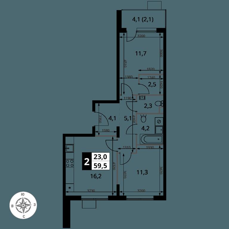 2-BD Apartment Sale, 59.5 sq. m. at Pervy Sheremetevskij, Komsomolskaya Street, 16, Khimki, Moscow Region, Russia #1 2-BD Apartment Sale, 59.5 sq. m. at Pervy Sheremetevskij, Komsomolskaya Street, 16, Khimki, Moscow Region, Russia #1