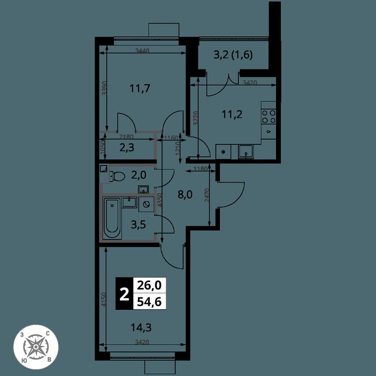 2-BD Apartment Sale, 54.6 sq. m. at Pervy Sheremetevskij, Komsomolskaya Street, 16, Khimki, Moscow Region, Russia #2 2-BD Apartment Sale, 54.6 sq. m. at Pervy Sheremetevskij, Komsomolskaya Street, 16, Khimki, Moscow Region, Russia #2