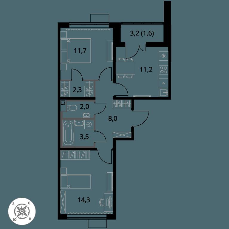 2-BD Apartment Sale, 54.6 sq. m. at Pervy Sheremetevskij, Komsomolskaya Street, 16, Khimki, Moscow Region, Russia #1 2-BD Apartment Sale, 54.6 sq. m. at Pervy Sheremetevskij, Komsomolskaya Street, 16, Khimki, Moscow Region, Russia #1