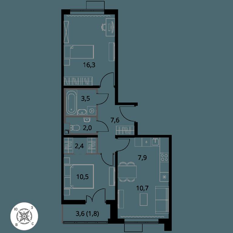 3-BD Apartment Sale, 62.7平方米 at Pervy Sheremetevskij, Komsomolskaya Street, 16, Khimki, Moscow Region, Russia #1 3-BD Apartment Sale, 62.7平方米 at Pervy Sheremetevskij, Komsomolskaya Street, 16, Khimki, Moscow Region, Russia #1