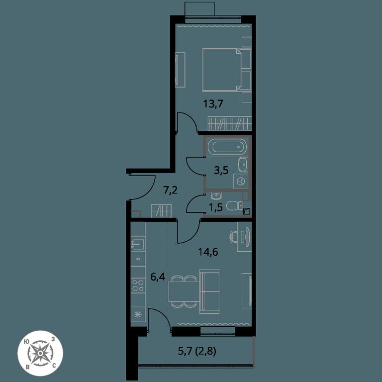 2-BD Apartment Sale, 49.7 sq. m. at Pervy Sheremetevskij, Komsomolskaya Street, 16, Khimki, Moscow Region, Russia #1 2-BD Apartment Sale, 49.7 sq. m. at Pervy Sheremetevskij, Komsomolskaya Street, 16, Khimki, Moscow Region, Russia #1