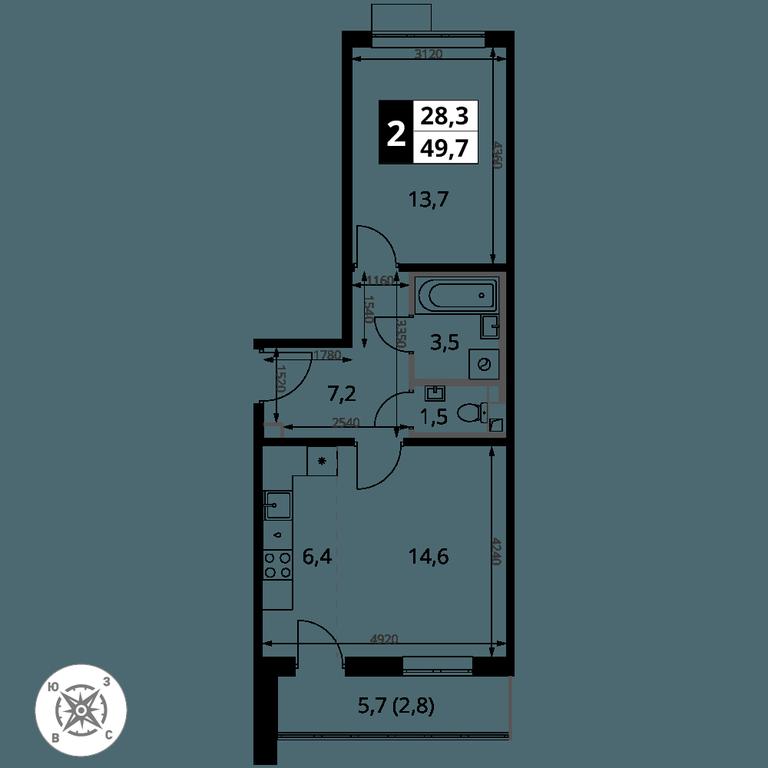 2-BD Apartment Sale, 49.7 sq. m. at Pervy Sheremetevskij, Komsomolskaya Street, 16, Khimki, Moscow Region, Russia #2 2-BD Apartment Sale, 49.7 sq. m. at Pervy Sheremetevskij, Komsomolskaya Street, 16, Khimki, Moscow Region, Russia #2