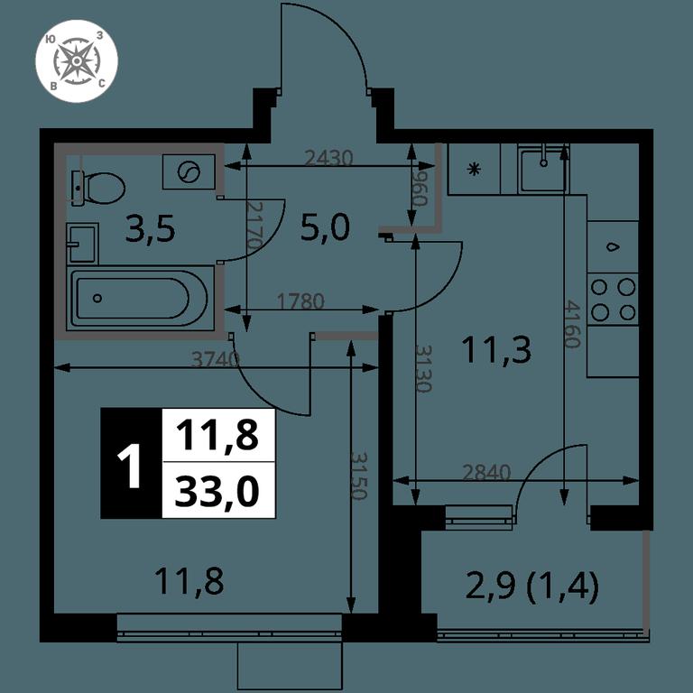 1-BD Apartment Sale, 33平方米 at Pervy Sheremetevskij, Komsomolskaya Street, 16, Khimki, Moscow Region, Russia #2 1-BD Apartment Sale, 33平方米 at Pervy Sheremetevskij, Komsomolskaya Street, 16, Khimki, Moscow Region, Russia #2