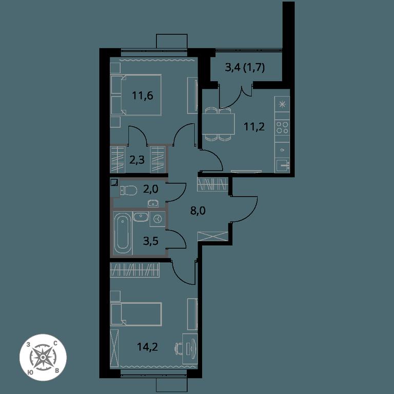 2-BD Apartment Sale, 54.5 sq. m. at Pervy Sheremetevskij, Komsomolskaya Street, 16, Khimki, Moscow Region, Russia #1 2-BD Apartment Sale, 54.5 sq. m. at Pervy Sheremetevskij, Komsomolskaya Street, 16, Khimki, Moscow Region, Russia #1