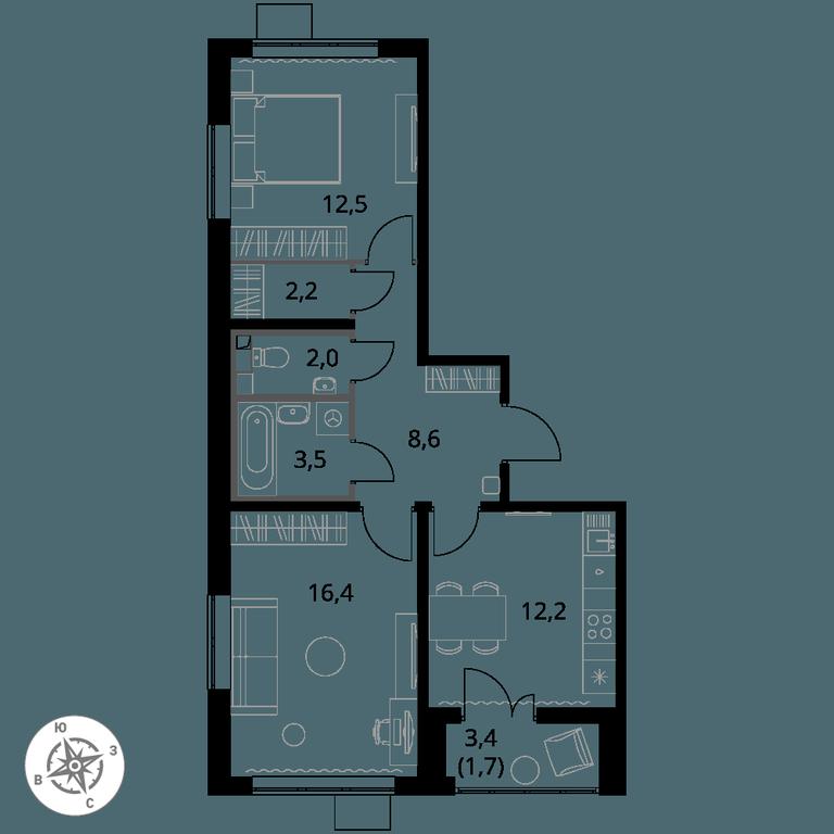 2-BD Apartment Sale, 59.1 sq. m. at Pervy Yuzhny, zhiloy kompleks Pervy Yuzhny, Leninskiy City District, Moscow Region, Russia #1 2-BD Apartment Sale, 59.1 sq. m. at Pervy Yuzhny, zhiloy kompleks Pervy Yuzhny, Leninskiy City District, Moscow Region, Russia #1