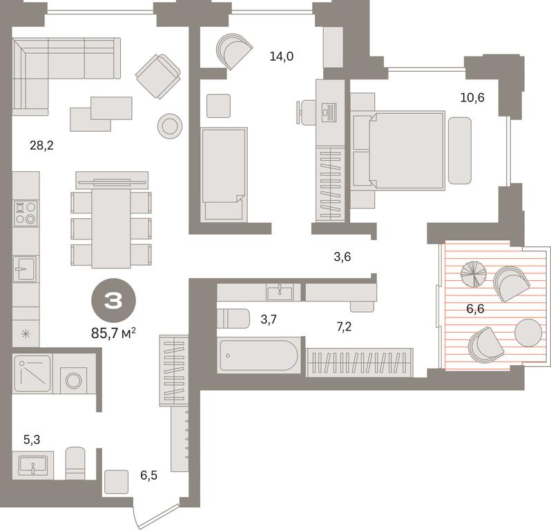 2-BD Apartment Sale, 86.7 sq. m. at Kvartal «MONS», Ogorodny Drive, Moscow, Russia #1