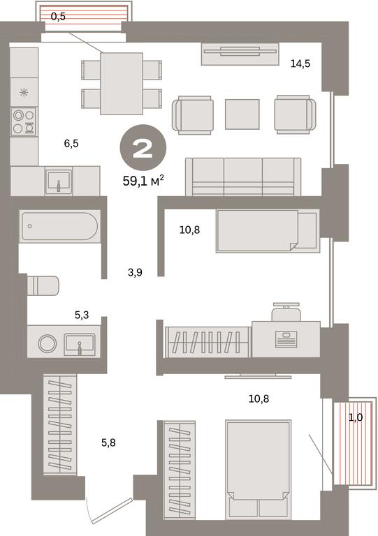 2-BD Apartment Sale, 59.1 sq. m. at Kvartal Metronom, Tagilskaya Street, Moscow, Russia #1 2-BD Apartment Sale, 59.1 sq. m. at Kvartal Metronom, Tagilskaya Street, Moscow, Russia #1