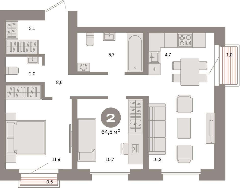 2-BD Apartment Sale, 64.5 sq. m. at Kvartal Metronom, Tagilskaya Street, Moscow, Russia #1 2-BD Apartment Sale, 64.5 sq. m. at Kvartal Metronom, Tagilskaya Street, Moscow, Russia #1