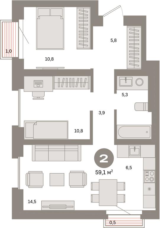 2-BD Apartment Sale, 59.1 sq. m. at Kvartal Metronom, Tagilskaya Street, Moscow, Russia #1 2-BD Apartment Sale, 59.1 sq. m. at Kvartal Metronom, Tagilskaya Street, Moscow, Russia #1