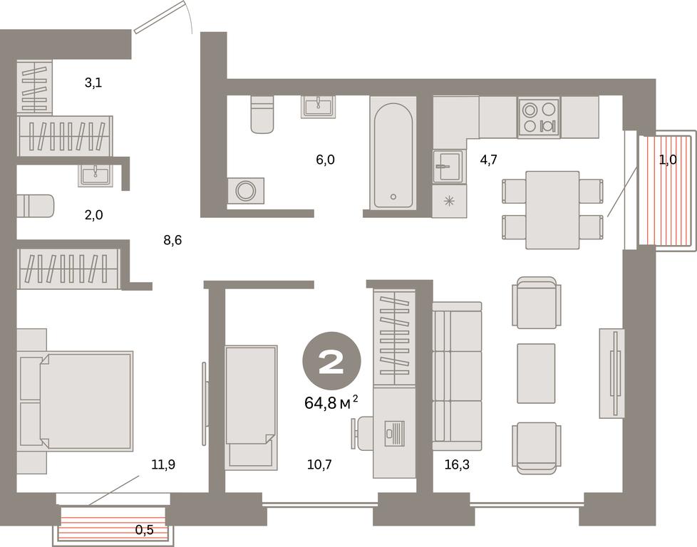 2-BD Apartment Sale, 64.8 sq. m. at Kvartal Metronom, Tagilskaya Street, Moscow, Russia #1 2-BD Apartment Sale, 64.8 sq. m. at Kvartal Metronom, Tagilskaya Street, Moscow, Russia #1