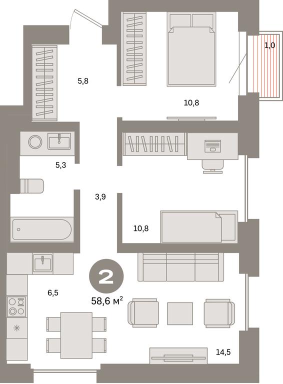 2-BD Apartment Sale, 58.6 sq. m. at Kvartal Metronom, Tagilskaya Street, Moscow, Russia #1 2-BD Apartment Sale, 58.6 sq. m. at Kvartal Metronom, Tagilskaya Street, Moscow, Russia #1