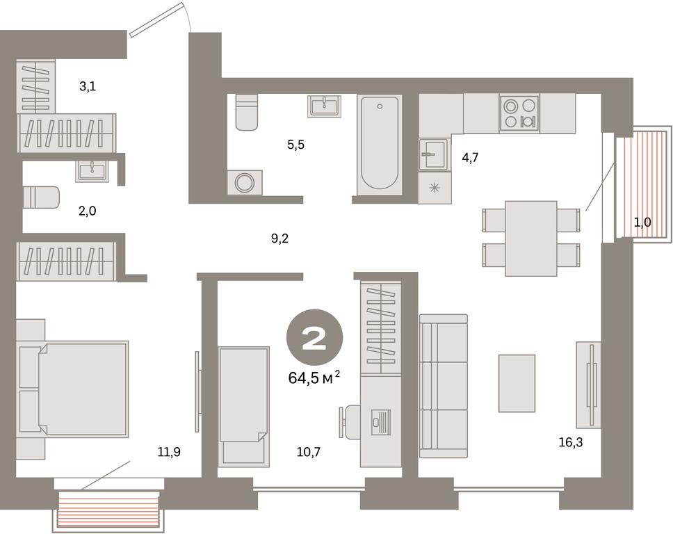 2-BD Apartment Sale, 64.5平方米 at Kvartal Metronom, Tagilskaya Street, Moscow, Russia #1 2-BD Apartment Sale, 64.5平方米 at Kvartal Metronom, Tagilskaya Street, Moscow, Russia #1