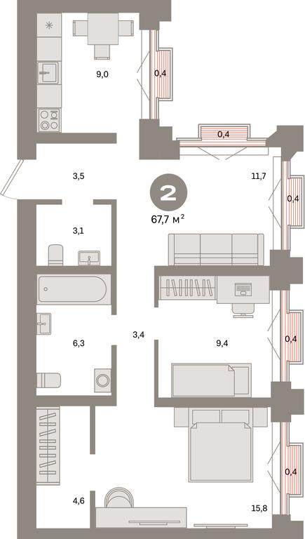 2-BD Apartment Sale, 67.7 sq. m. at Kvartal Metronom, Tagilskaya Street, Moscow, Russia #1 2-BD Apartment Sale, 67.7 sq. m. at Kvartal Metronom, Tagilskaya Street, Moscow, Russia #1