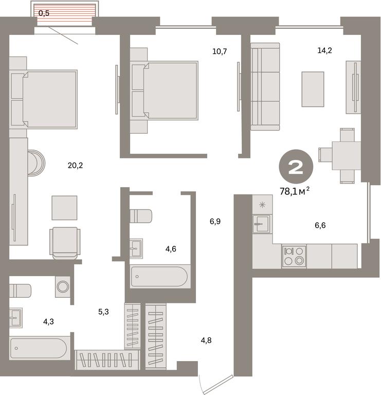 2-BD Apartment Sale, 78.1 sq. m. at Kvartal Metronom, Tagilskaya Street, Moscow, Russia #1 2-BD Apartment Sale, 78.1 sq. m. at Kvartal Metronom, Tagilskaya Street, Moscow, Russia #1