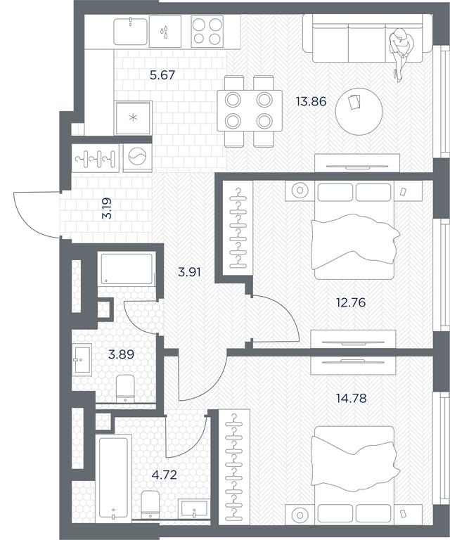 1-BD Apartment Sale, 62.78 sq. m. at TATE, Vetkina Street, Moscow, Russia #1 1-BD Apartment Sale, 62.78 sq. m. at TATE, Vetkina Street, Moscow, Russia #1