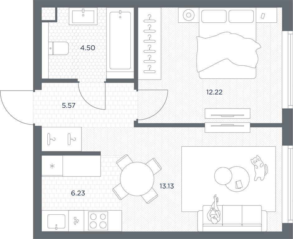Apartment Sale, 41.65 sq. m. at TATE, Vetkina Street, Moscow, Russia #1