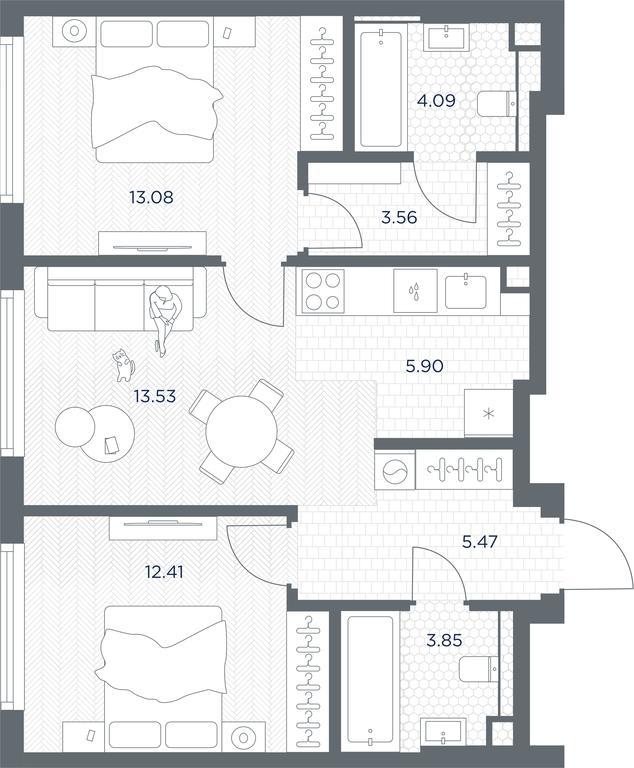 1-BD Apartment Sale, 61.89 sq. m. at TATE, Vetkina Street, Moscow, Russia #1 1-BD Apartment Sale, 61.89 sq. m. at TATE, Vetkina Street, Moscow, Russia #1