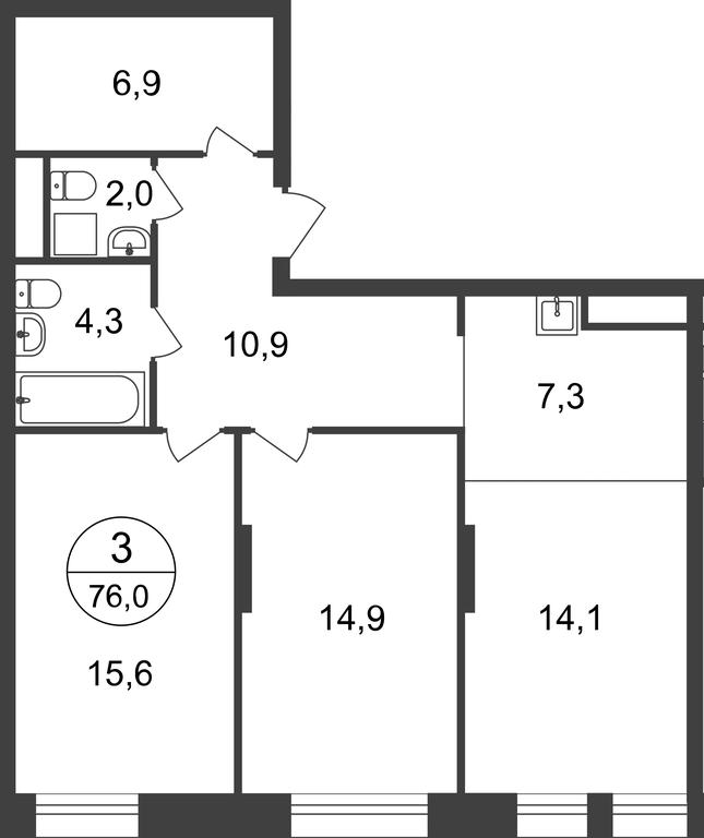 3-BD Apartment Sale, 76 sq. m. at Pervyi Moskovskiy, ulitsa Bianki, 1, Moskovskiy, Moscow, Russia #1