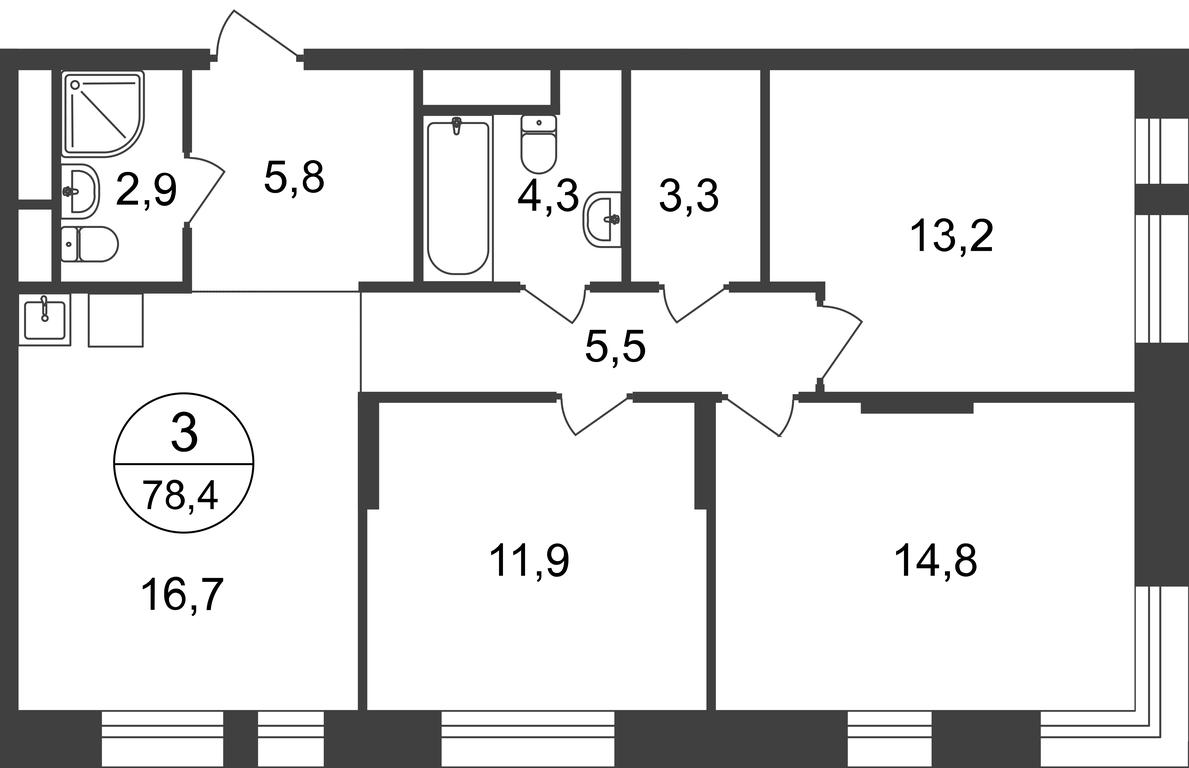 3-BD Apartment Sale, 78.4 sq. m. at Pervyi Moskovskiy, ulitsa Bianki, 1, Moskovskiy, Moscow, Russia #1