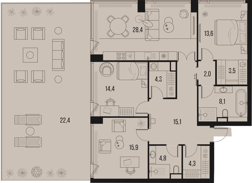 3-BD Apartment Sale, 140.3平方米 at High Life, Letnikovskaya Street, 11/10с1, Moscow, Russia #1