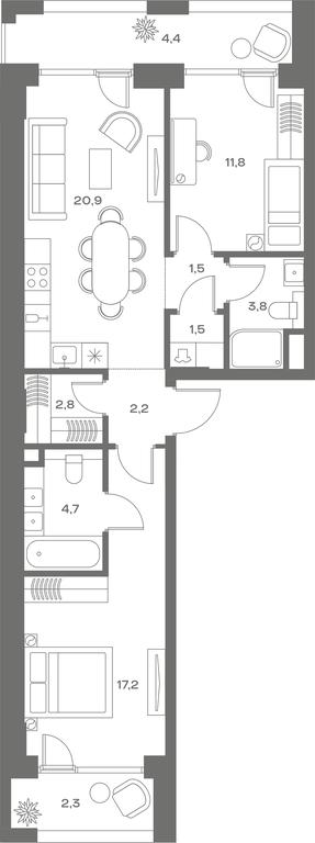 2-BD Apartment Sale, 75.2 sq. m. at Soul, Chasovaya Street, 28, Moscow, Russia #1 2-BD Apartment Sale, 75.2 sq. m. at Soul, Chasovaya Street, 28, Moscow, Russia #1