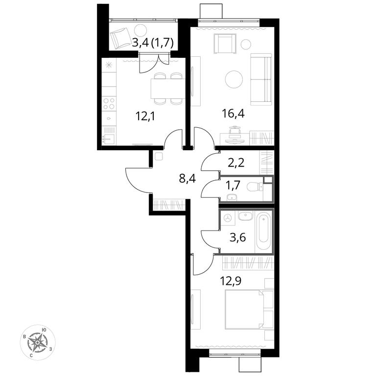 2-BD Apartment Sale, 58.8 sq. m. at Pervyi Lermontovskiy, zhiloy kompleks 1-y Lermontovskiy, Lyubertsy, Moscow Region, Russia #1 2-BD Apartment Sale, 58.8 sq. m. at Pervyi Lermontovskiy, zhiloy kompleks 1-y Lermontovskiy, Lyubertsy, Moscow Region, Russia #1