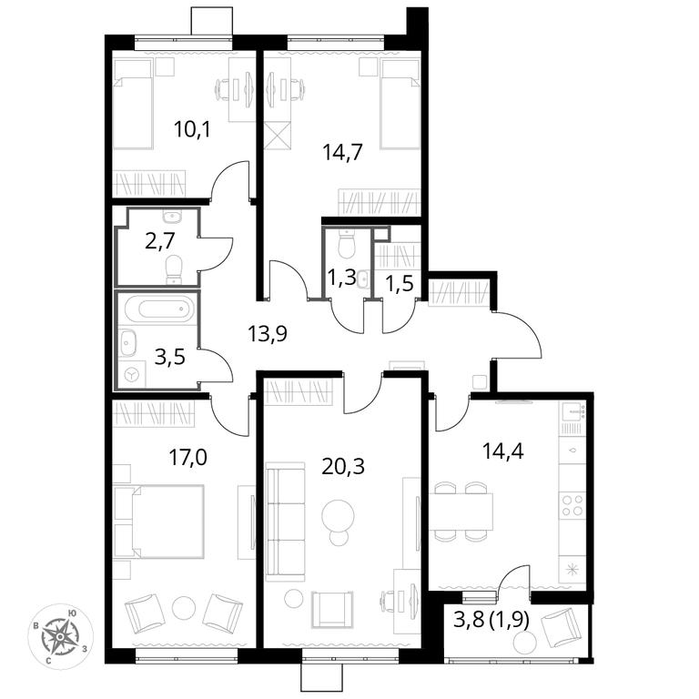 4-BD Apartment Sale, 101平方米 at Pervyi Lermontovskiy, zhiloy kompleks 1-y Lermontovskiy, Lyubertsy, Moscow Region, Russia #1 4-BD Apartment Sale, 101平方米 at Pervyi Lermontovskiy, zhiloy kompleks 1-y Lermontovskiy, Lyubertsy, Moscow Region, Russia #1