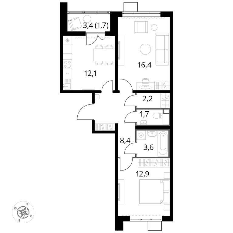 2-BD Apartment Sale, 58.8 sq. m. at Pervyi Lermontovskiy, zhiloy kompleks 1-y Lermontovskiy, Lyubertsy, Moscow Region, Russia #1 2-BD Apartment Sale, 58.8 sq. m. at Pervyi Lermontovskiy, zhiloy kompleks 1-y Lermontovskiy, Lyubertsy, Moscow Region, Russia #1