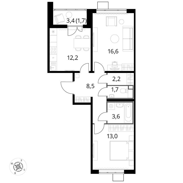 2-BD Apartment Sale, 59.3平方米 at Pervyi Lermontovskiy, zhiloy kompleks 1-y Lermontovskiy, Lyubertsy, Moscow Region, Russia #1 2-BD Apartment Sale, 59.3平方米 at Pervyi Lermontovskiy, zhiloy kompleks 1-y Lermontovskiy, Lyubertsy, Moscow Region, Russia #1