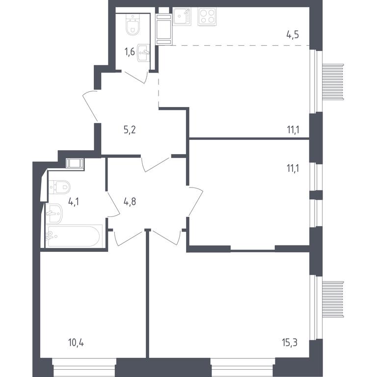 2-BD Apartment Sale, 67.2 sq. m. at Mytishchi Park, Silikatnaya ulitsa, 41к3, Mytischi, Moscow Region, Russia #1 2-BD Apartment Sale, 67.2 sq. m. at Mytishchi Park, Silikatnaya ulitsa, 41к3, Mytischi, Moscow Region, Russia #1