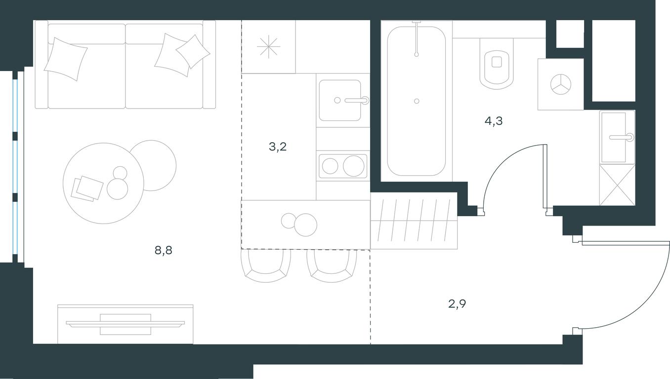 Apartment Sale, 19.2 sq. m. at Level Yzhnoportovaya, Yuzhnoportovaya Street, 28Ас17, Moscow, Russia #1