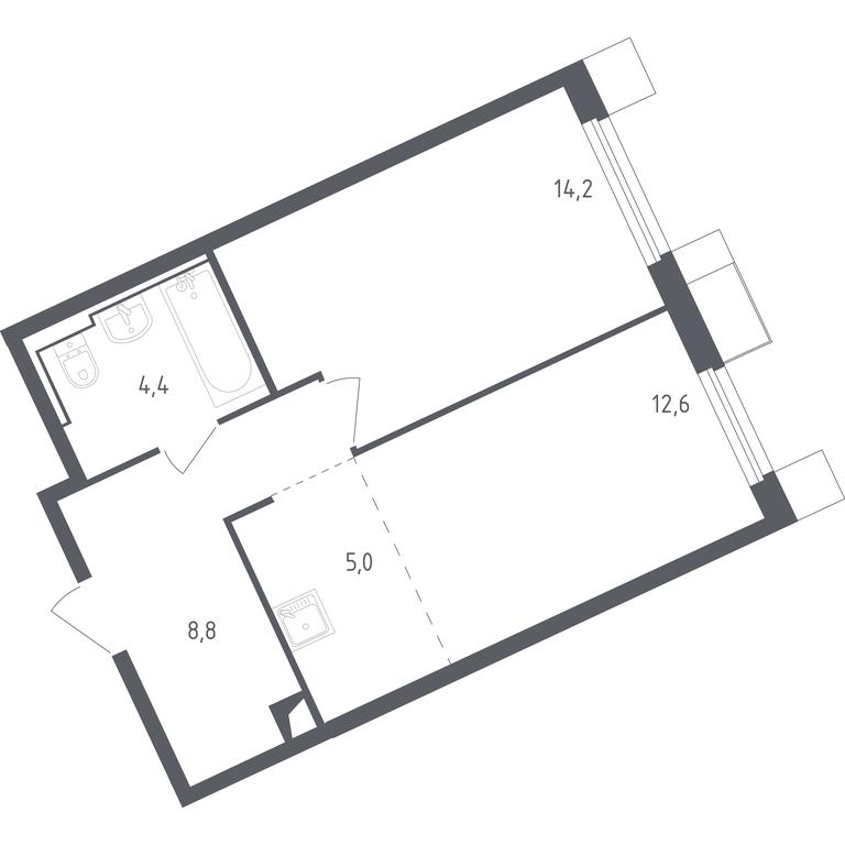 Apartment Sale, 44.89 sq. m. at Sputnik, Lipovoy Roschi Street, 1к4, derevnya Razdory, Odintsovskiy City District, Moscow Region, Russia #1 Apartment Sale, 44.89 sq. m. at Sputnik, Lipovoy Roschi Street, 1к4, derevnya Razdory, Odintsovskiy City District, Moscow Region, Russia #1
