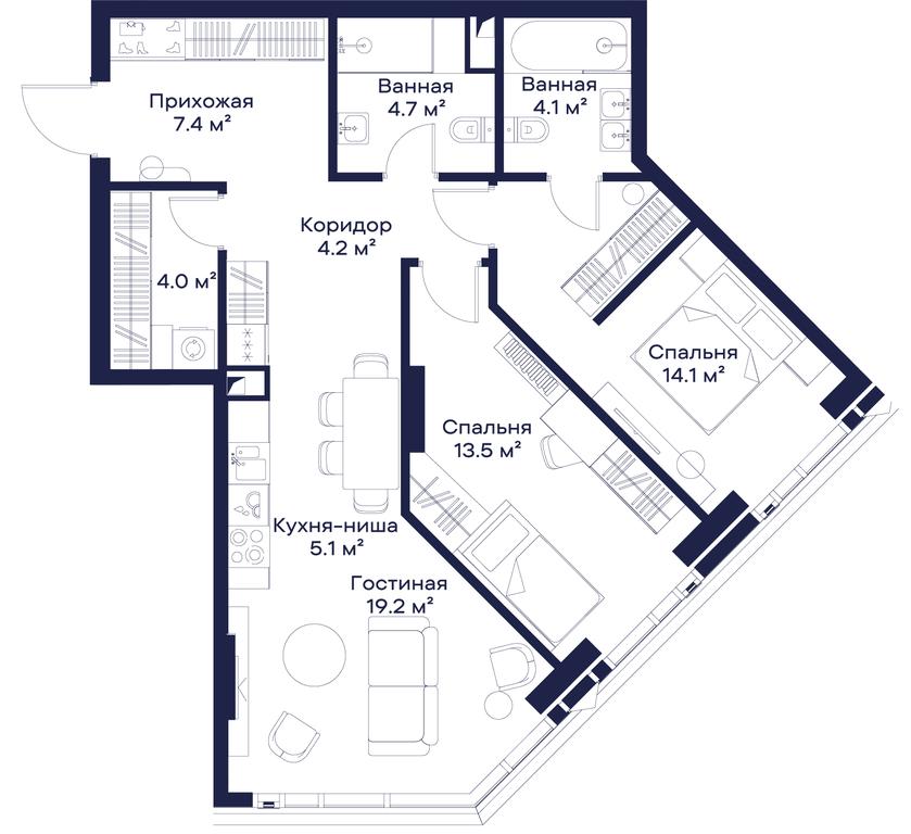 2-BD Apartment Sale, 76.57 sq. m. at Jois, 3rd Silikatny Drive, 10, Moscow, Russia #1 2-BD Apartment Sale, 76.57 sq. m. at Jois, 3rd Silikatny Drive, 10, Moscow, Russia #1