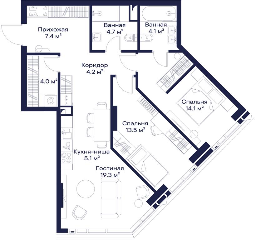 2-BD Apartment Sale, 76.78 sq. m. at Jois, 3rd Silikatny Drive, 10, Moscow, Russia #1 2-BD Apartment Sale, 76.78 sq. m. at Jois, 3rd Silikatny Drive, 10, Moscow, Russia #1