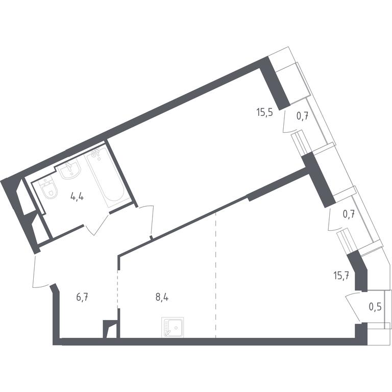 Apartment Sale, 52.55 sq. m. at Sputnik, Lipovoy Roschi Street, 1к4, derevnya Razdory, Odintsovskiy City District, Moscow Region, Russia #1