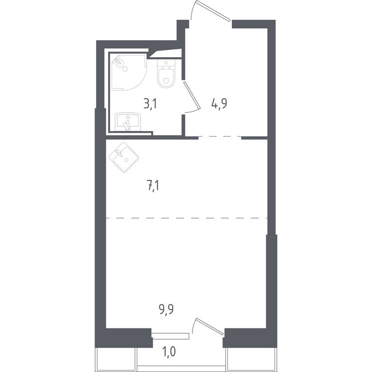 Apartment Sale, 25.76 sq. m. at Sputnik, Lipovoy Roschi Street, 1к4, derevnya Razdory, Odintsovskiy City District, Moscow Region, Russia #1