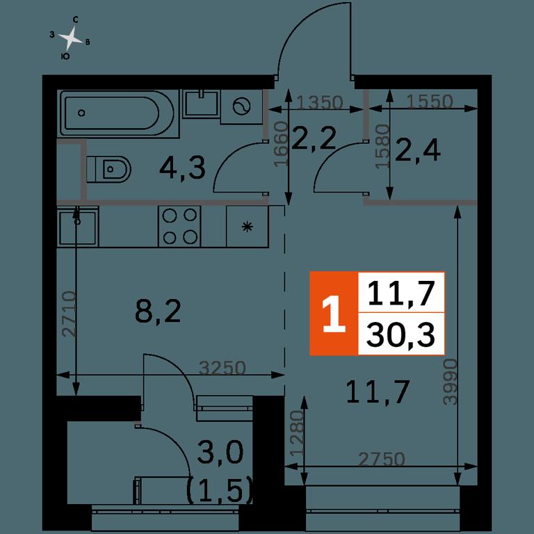 Apartment Sale, 30.3 sq. m. at Sky Garden, Stroitelny Drive, 9с6, Moscow, Russia #1