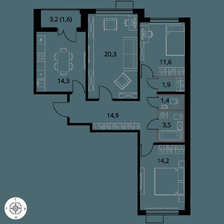 3-BD Apartment Sale, 83.7 sq. m. at 1-y Salarevskiy, Kiyevskoye Highway, Moskovskiy Settlement, Moscow, Russia #1 3-BD Apartment Sale, 83.7 sq. m. at 1-y Salarevskiy, Kiyevskoye Highway, Moskovskiy Settlement, Moscow, Russia #1