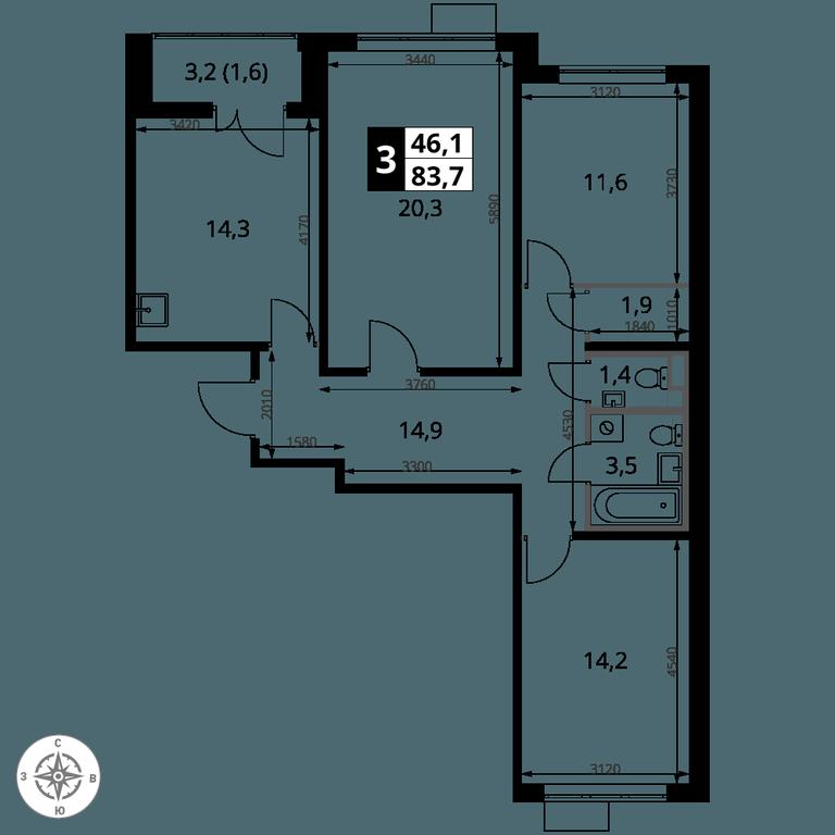 3-BD Apartment Sale, 83.7 sq. m. at 1-y Salarevskiy, Kiyevskoye Highway, Moskovskiy Settlement, Moscow, Russia #2 3-BD Apartment Sale, 83.7 sq. m. at 1-y Salarevskiy, Kiyevskoye Highway, Moskovskiy Settlement, Moscow, Russia #2