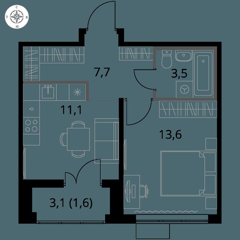 1-BD Apartment Sale, 37.5 sq. m. at 1-y Salarevskiy, Kiyevskoye Highway, Moskovskiy Settlement, Moscow, Russia #1