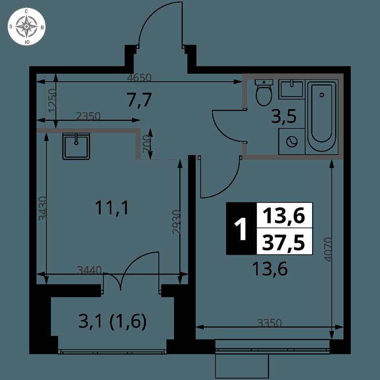 1-BD Apartment Sale, 37.5 sq. m. at 1-y Salarevskiy, Kiyevskoye Highway, Moskovskiy Settlement, Moscow, Russia #2
