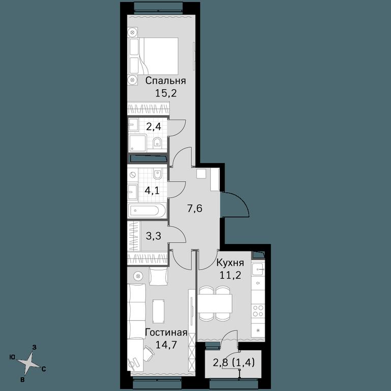 2-BD Apartment Sale, 59.9 sq. m. at Sky Garden, Stroitelny Drive, 9с6, Moscow, Russia #1 2-BD Apartment Sale, 59.9 sq. m. at Sky Garden, Stroitelny Drive, 9с6, Moscow, Russia #1