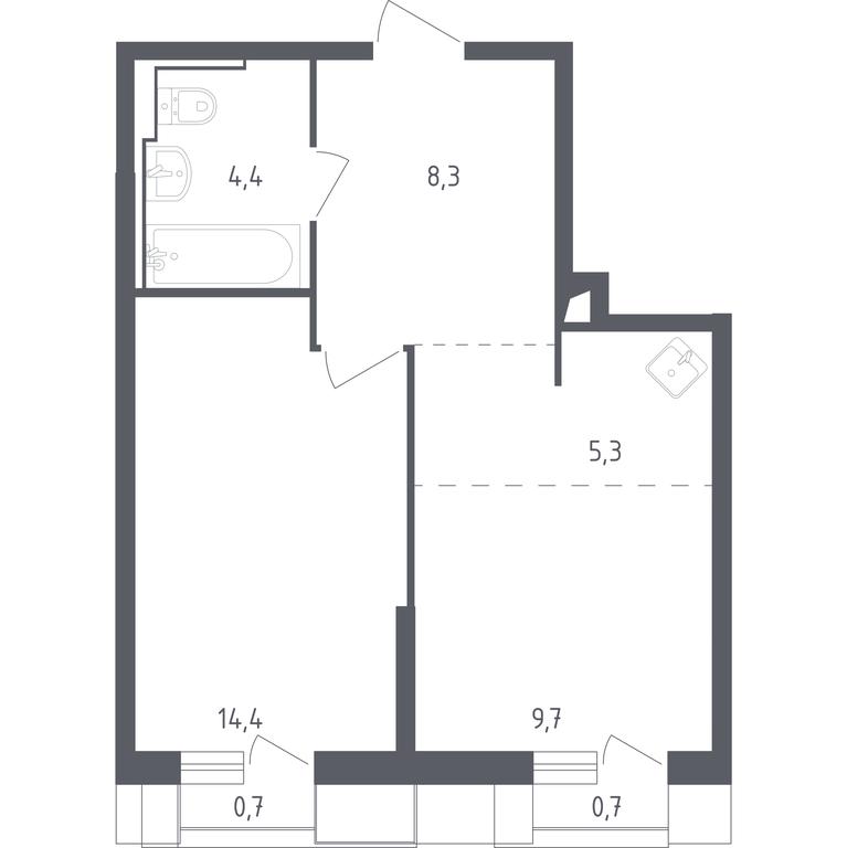 Apartment Sale, 43.03 sq. m. at Sputnik, Lipovoy Roschi Street, 1к4, derevnya Razdory, Odintsovskiy City District, Moscow Region, Russia #1 Apartment Sale, 43.03 sq. m. at Sputnik, Lipovoy Roschi Street, 1к4, derevnya Razdory, Odintsovskiy City District, Moscow Region, Russia #1